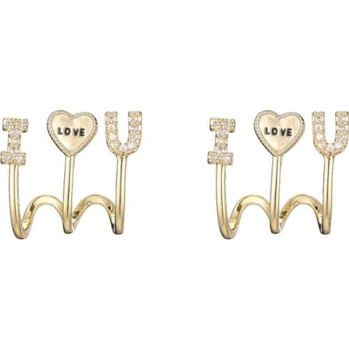 S925 Sterling Silver Ornament Exaggerated All-match Ear Stud with Temperament Love Crystal Set Earrings for Wedding Party Female