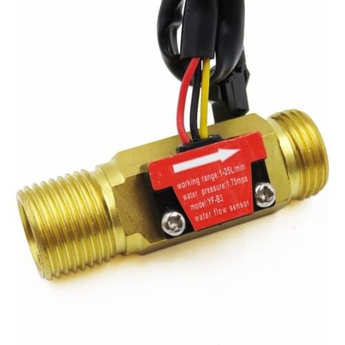 2PCS Water Fuel Flow Meter Sensor Counter Hall Flowmeter pool float switch for water heater with brass vlaue DN15 G1/2 1-25L/min