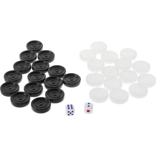 30pcs Black & White Backgammon Chess Plastic International Draughts Checkers H58D