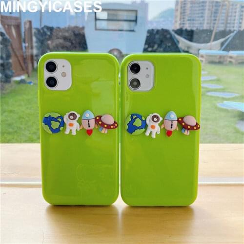Jelly Soft TPU Cute Phone Cases for Iphone 12 Pro 11 Pro Max 7 8 Plus Xr Xs Max X 3D Spacemen Cover Full Protective Fundas Shell