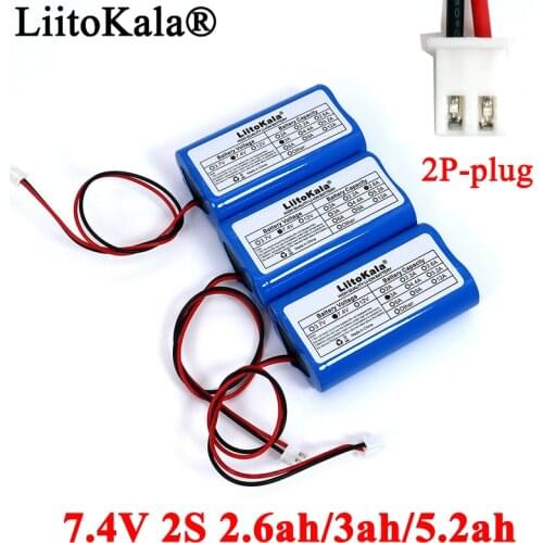 Liitokala 7.4V 18650 Lithium Battery Pack 2S 2.6ah 3ah Fishing LED Light Bluetooth Speaker 8.4V Emergency DIY Batteries With PCB