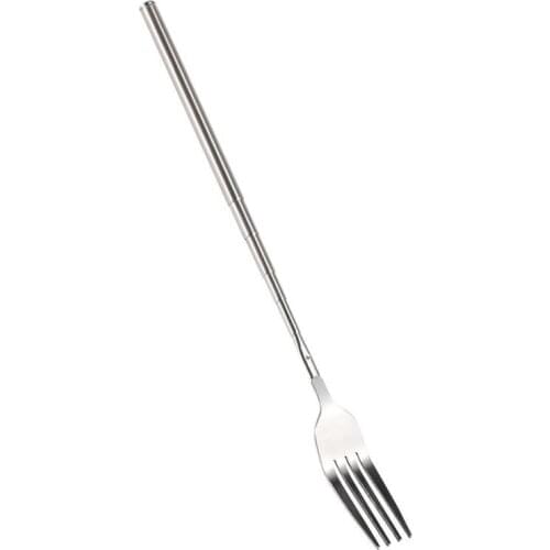 BBQ Telescopic Extendable Dinner Fruit Dessert Long Handle Fork Stainless Steel Cutlery Fork Kitchen Tools