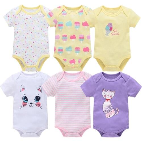2021 Summer Newborn Baby Girl Clothes Unicorn Cotton Cat Baby Girl Clothes 6pcs Cartoon Boys Baby Clothing Jumpsuits Bodysuits