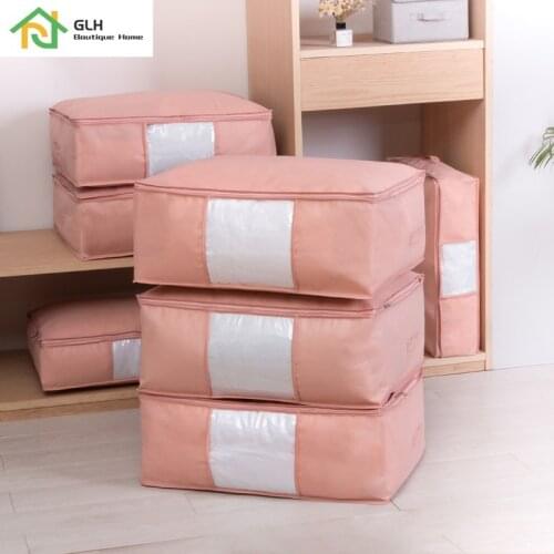 3 Size Non-Woven Fabric Portable Underbed Clothes Storage Bags Folding Closet Organizer For Pillow Quilt Blanket