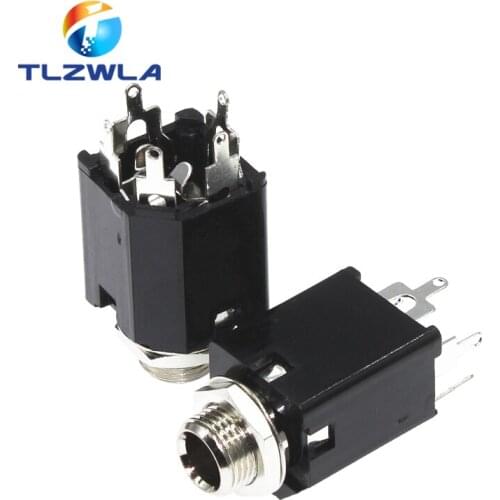 5pcs 6.35mm Audio Plug Sockets PJ-612 3-Pin Connector With Screw Nut