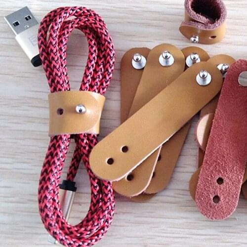 5 PCS Leather Buckle Cable Winder Cable Wire Organizer Cord Holder Earphone Cable Winder Cable For Phone USB Charger Data Lines