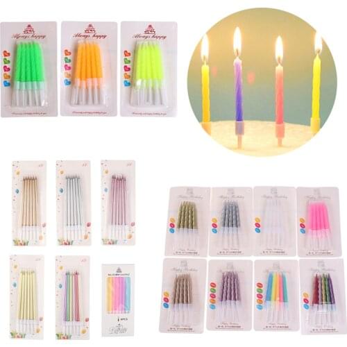 6pcs/10pcs box Long Pencil Cake Candle Safe Flames Kids Birthday Party Wedding Cake Candle Favor Supplies Cake Decorations
