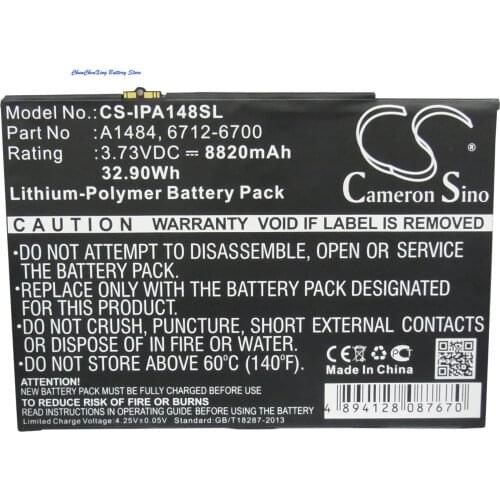 Cameron Sino 8820mAh Battery 6712-6700 for Apple A1474, A1475, i-Pad 5, i-Pad Air, i-Pad Air 1st, MD785LL/A, MD786LL/A