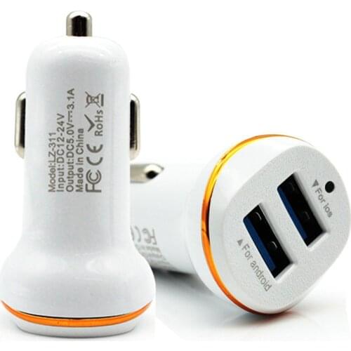 2 Ports Car Phone Charger Universal 3.1A Car Fast Charging Adapter Dual USB Power Adapter LED Auto Mobile Phone Charger