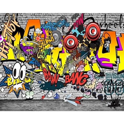 Free Shipping European and American Trend Graffiti KTV Bar Background Wall Custom 3D Graffiti Restaurant Bar Wallpaper Mural