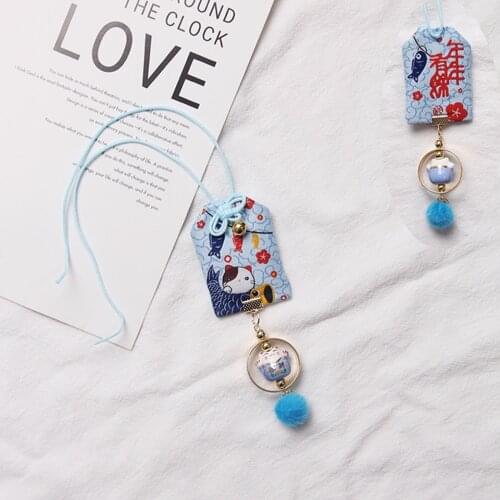 Cartoon Japan Lucky Cat Keychain Maneki Neko Car Rearview Mirror Decoration Charm Omamori Pompom Pendant Couple Gifts Keyfob New