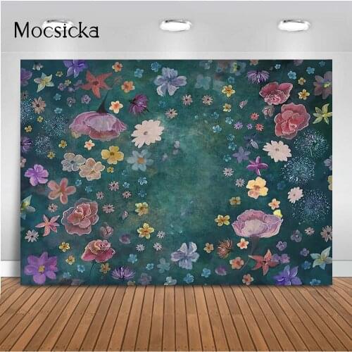 Colorful Flowers Portrait Backdrop for Photography Newborn Children Vintage Texture Photographic Background Old Master Abstract