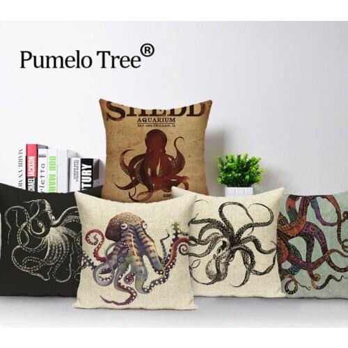 Octopus Fashion Cushion Cover Home Decorative Throw Pillow Case Animal Linen Couch Car Sofa Housse De Coussin Coussin Canape