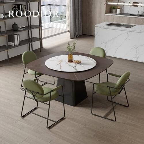 Italian minimalist dining table and chair combination modern light luxury minimalist style home rock board dining table designer