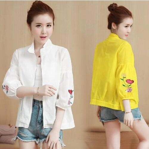 Korean Fashion Womens Spring Jacket 2021 Embroidery Veste Femme Summer Casaco Feminino Sunscreen Jackets All-Match Loose Coat