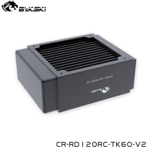 Bykski 120mm Copper Radiator Computer Water Cooling Heatsink Compatible 12cm Fan 60mm Thickness,Black,BY-RD120-TK