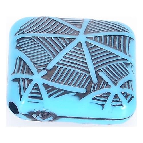 Miasol 22x9.5 MM Plating Acrylic Antique Style Design Cobweb Stripe Square Spacers Charms Beads For Diy Bracelet Jewelry Making