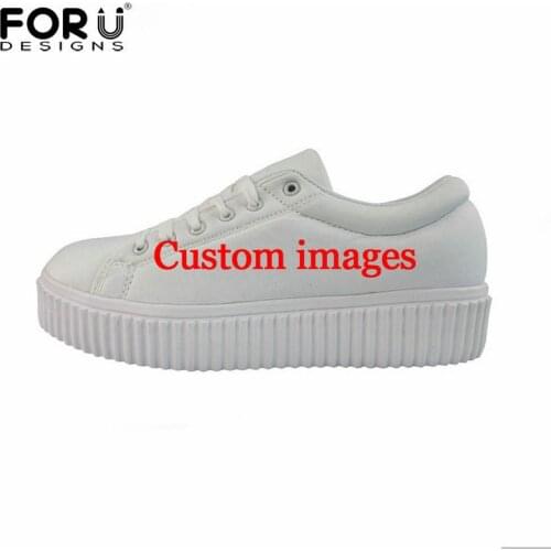 FORUDESIGNS Fashion Women Lacing Platform Shoes Customized Images Comfort Flat Shoes Female Height Increasing Shoes Dropshipping