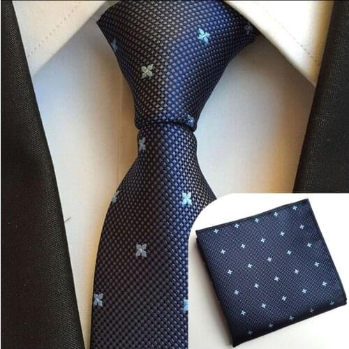 Tie 8cm Fashion Men Ties Set with Pocket Square Floral Necktie Hanky