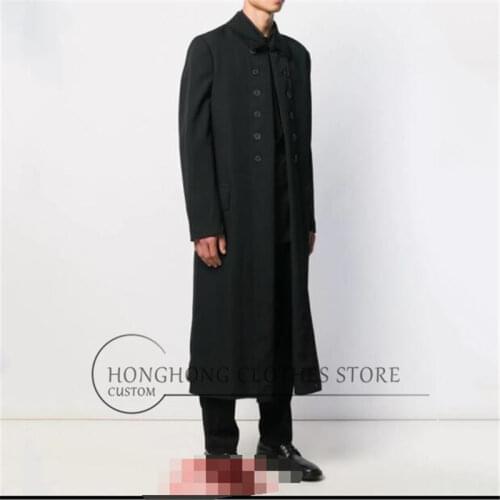 European and American fashionable man loose cardigan new style individuality youth long style trench coatBig yards mens clothin