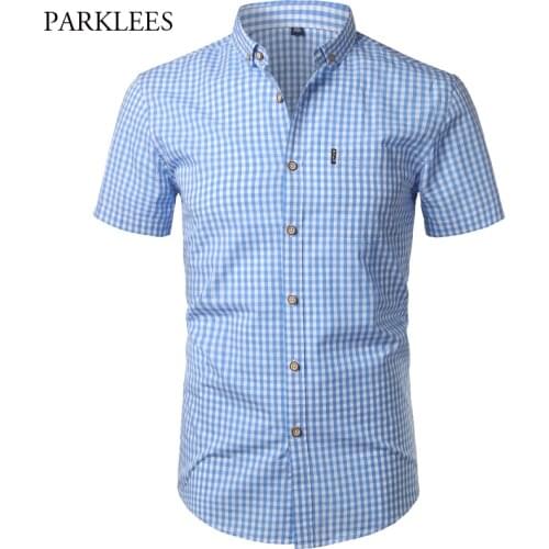 Mens Plaid Cotton Shirt Casual Slim Fit Mens Shirts Button Up Men Dress Shirts Brand Business Men Shirt Chemise Camisa Masculino