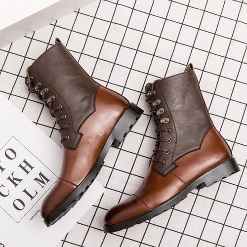 38-48 Big Size Men High Top Boots Lace-up Business Shoes Mens Boots Vintage Leather Footwear British Style Casual Comfy Man Shoe