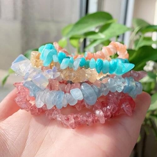 Natural Amethysts Stone Chakra Bracelet Real Citrines Lapis Opal Pink Quartz Chipped Gravel Beads Reiki Healing Crystal Bracelet