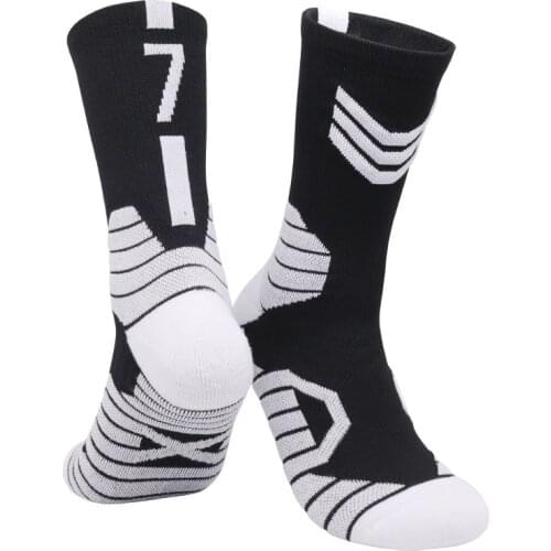 Middle Tube Basketball Soccer Socks Adult Childrens Thick Bottom Sports Socks Non-slip Basketball Player Number Sport Crew Sock