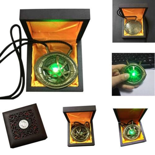 Doctor Strange Eye of Agamotto Cosplay Necklace Pendant Alloy LED Light Necklaces Jewelry Accessory Gift