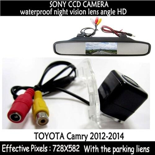 Parking Monitors Waterproof LED IR Night Vision Car Rear view Camera With 4.3 inch LCD Monitor for Toyota Camry 2012 2013 2014