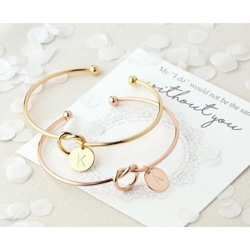 Personalized Knot Initial Bracelets Bangles A-Z 26 Letters Initial Charm Bracelet Love Bangles for Women Jewelry