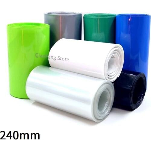 PVC Heat Shrink Tube 240mm Width Blue Multicolor Shrinkable Cable Sleeve Sheath Pack Cover for 18650 Lithium Battery Film Wrap