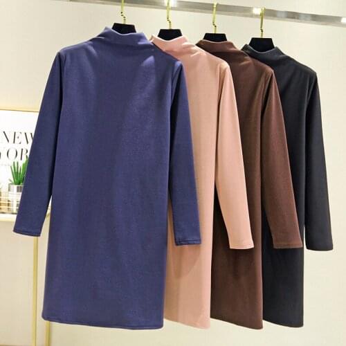 Gowns High-necked bottoming skirt womens thickened plus velvet to keep warm autumn clothes self-heating nightdress bathrobe