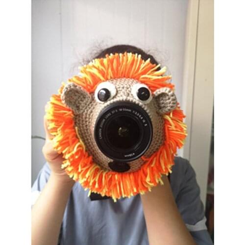 Handmade Knitted Camera Lens Decorative Ring Carton Design Baby Photo Prop Adorable Guide Toy Doll
