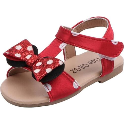 Classic childrens cartoon bow non-slip soft bottom princess beach shoes girl sandals summer new baby sandals toddler sandals