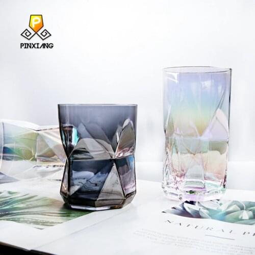 Nordic minimalist geometric cup home glass water glass whiskey glass colorful juice foreign wine glass transparent sip glass