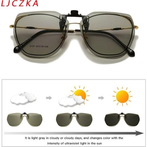 Fashion Flip Up Clip On Sunglasses For Men Classic Photochromic Sun Glasses Luxury Brand Designer Polarized Goggle gafas de sol