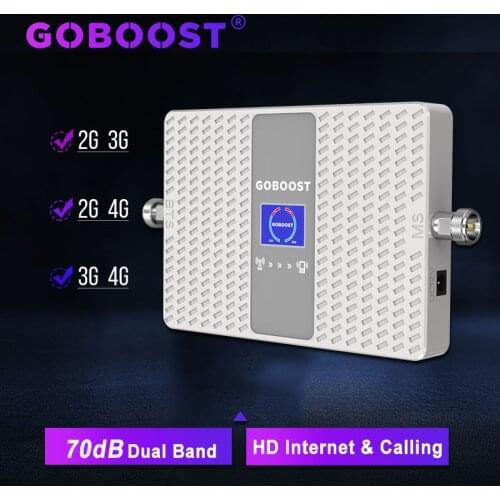 GOBOOST gsm 2g 3g 4g cellular signal booster 900 1800 2100mhz cellular amplifier 4g 2100 mhz 3G Repeater 70dB Signal generator