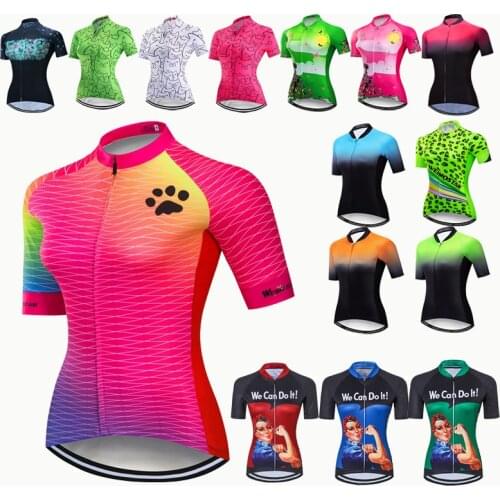 Womens Cycling Jersey Summer Short Sleeve MTB Road Biking Bicycle Clothing Tops Pink Women Cycling Shirts Maillot Ropa Ciclismo