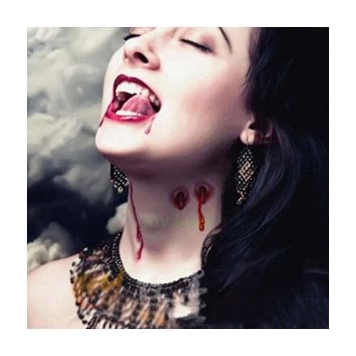 Waterproof Temporary Tattoo Sticker 3D horrible bleeding Bullet wound Halloween tatto stickers flash tatoo Fake tattoo