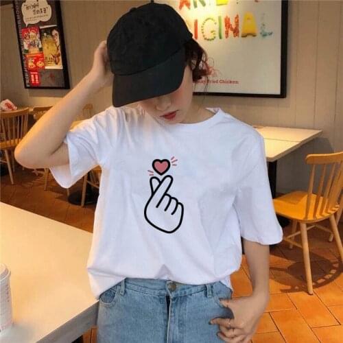 Women T Shirt 90s Girls Top Tees Summer Short Sleeve Casual Tshirts Fashion Oversized White T-shirts Female Top Tees O Neck