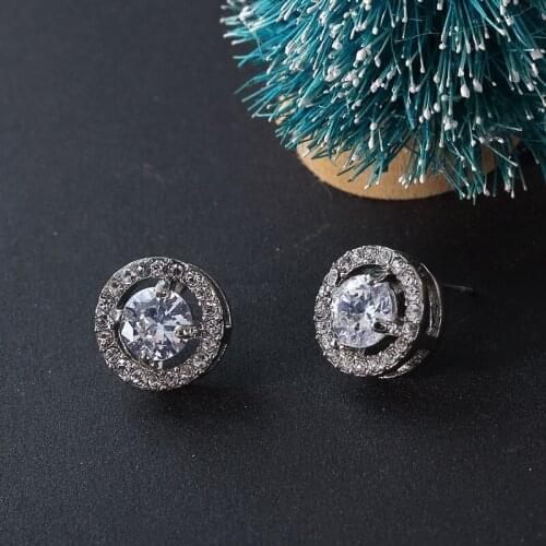2021 Womens Fashion Earrings Personality Small Disc Zircon Earrings Womens Fine Jewelry Accessories Dropshipping
