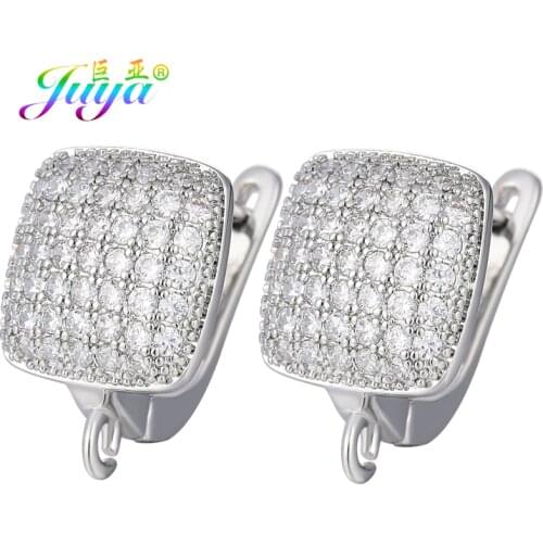 Juya DIY Womens Earrings Making Supplies Handmade Luxury Gold Silver Plated Base Bails Ear Wire Earring Hooks Accessories