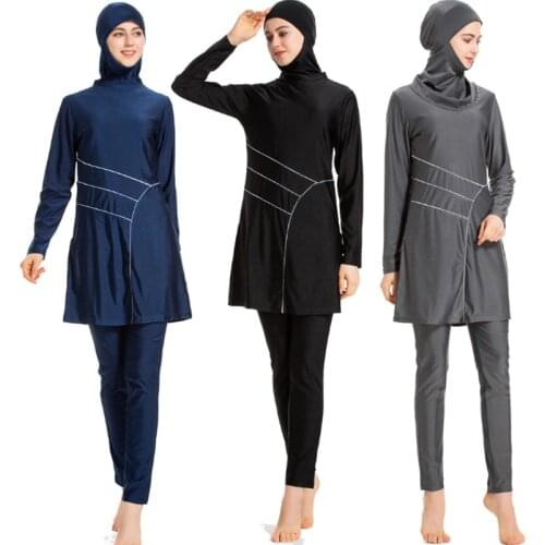 TaoBo Solid Color Muslim Swimsuit Islamic Lady Full Cover Beach Skirts Lady Conservative Bathing Suit Burkinis Long Sleeves