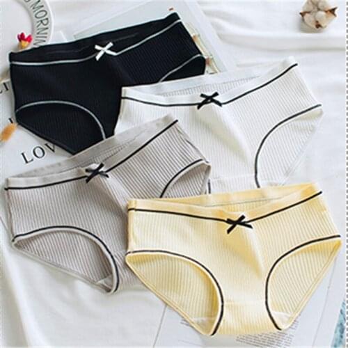 Womens underwear womens pure cotton 2019 new thread girls Triangle pants bow plus size 032