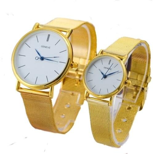 1 pc TOP Metal Watch Golden Silvered wristwatch MEN WOMEN Lovers dress quartz wristwatch Fashion Watch Geneva Style A974