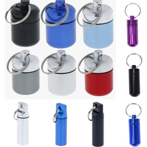 1pc Waterproof Aluminum Pill Box Medicine Case Container Bottle Holder Keychain Carabiner Outdoor Pill Case