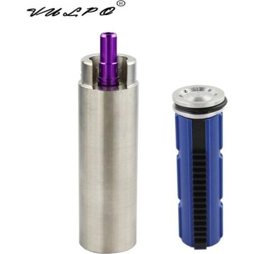 VULPO 15 Teeth Piston Stainless Steel CNC Milled One-Piece Solid Cylinder Built-in Cylinder Head Piston Head Nozzle For Airsoft
