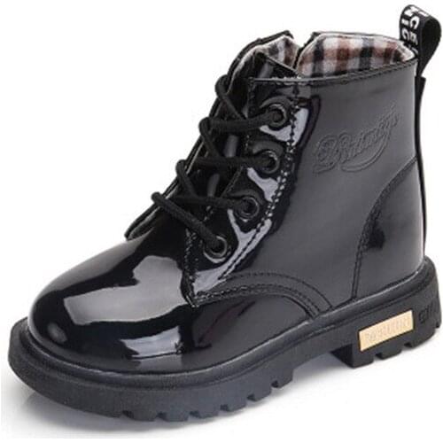 2021Warm Winter Boots New Girls Leather Boots Boys Shoes Winter Autumn PU Leather Children Boots Fashion Kids Boots Toddler