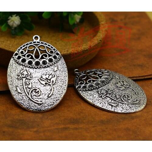 5pcs/lot--53x37mm, Antique silver plated flower Charms ,DIY supplies, Jewelry accessories